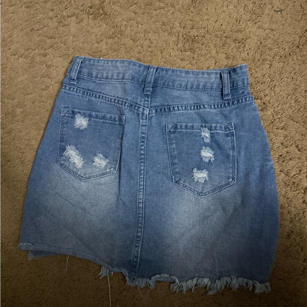 Denim Distressed Blue Skirt
